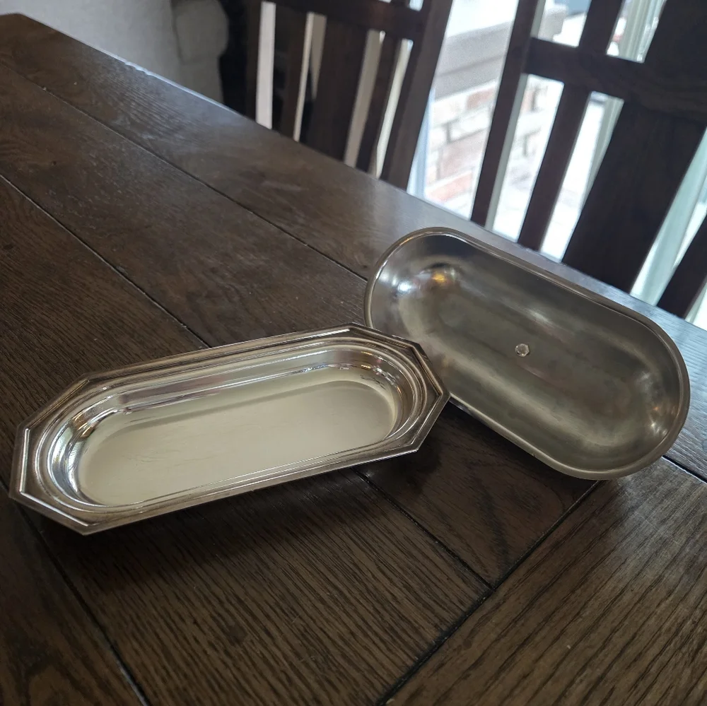 Vintage Silver-Plated Butter Dish With Wooden Finial Handle